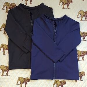 Two Rash guards, Black and Navy Zip-Up